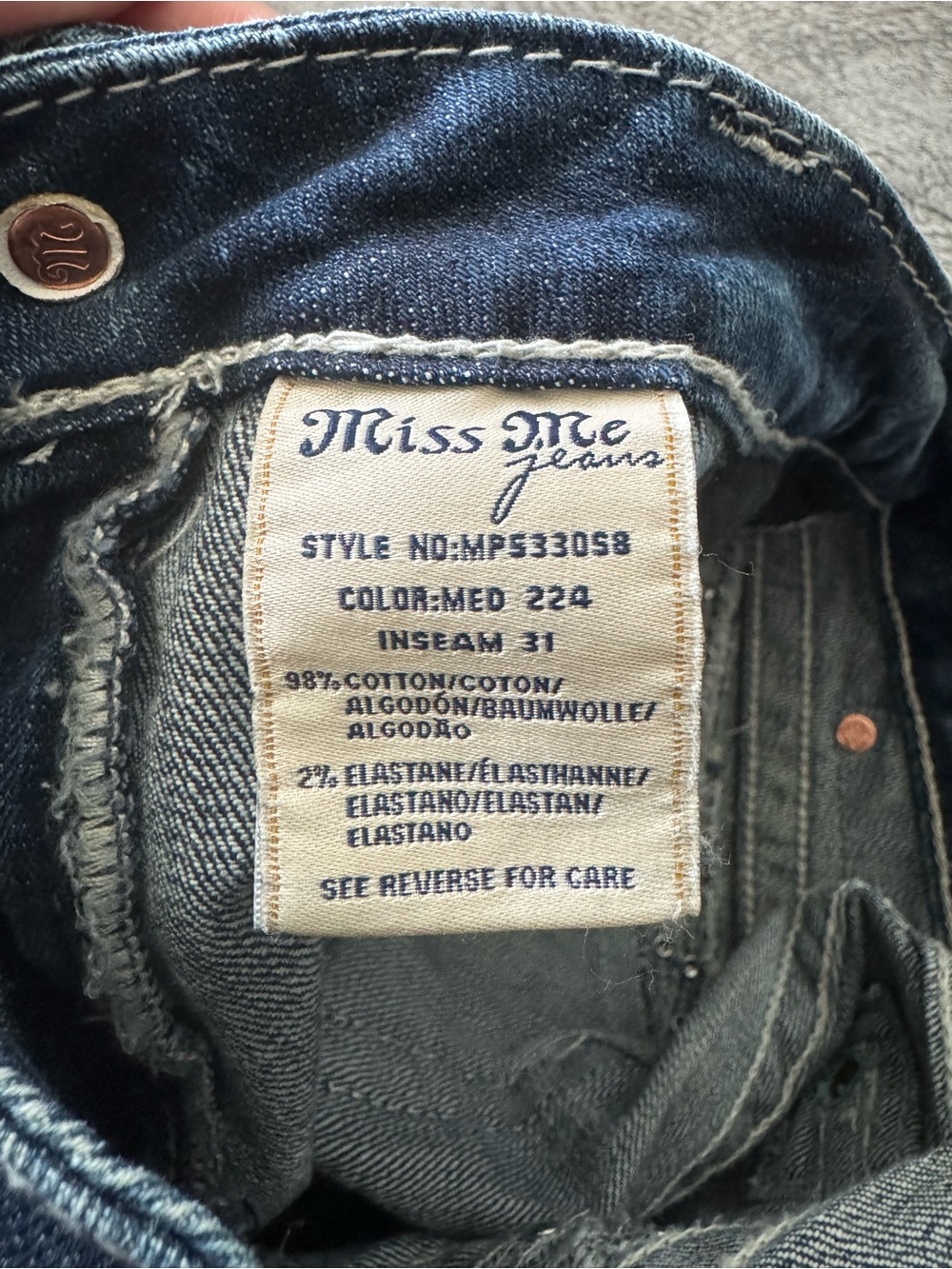 Miss Me Denim Jeans with Embroidered Pocket Detail - Blue - Picture 8 of 8